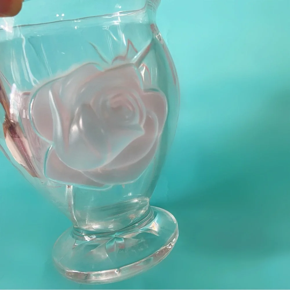Vintage teleflora rose pastel glass vase holder home decor